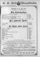 Theaterzettel (Oper und Burgtheater in Wien) 18890626 Seite: 1
