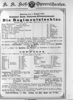 Theaterzettel (Oper und Burgtheater in Wien) 18890803 Seite: 1