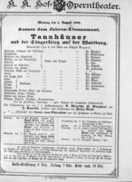 Theaterzettel (Oper und Burgtheater in Wien) 18890805 Seite: 1