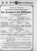 Theaterzettel (Oper und Burgtheater in Wien) 18890808 Seite: 1