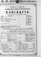 Theaterzettel (Oper und Burgtheater in Wien) 18890811 Seite: 1
