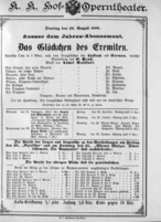 Theaterzettel (Oper und Burgtheater in Wien) 18890820 Seite: 1