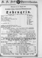 Theaterzettel (Oper und Burgtheater in Wien) 18890821 Seite: 1