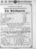 Theaterzettel (Oper und Burgtheater in Wien) 18890822 Seite: 1