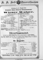 Theaterzettel (Oper und Burgtheater in Wien) 18890825 Seite: 1