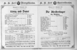 Theaterzettel (Oper und Burgtheater in Wien) 18890904 Seite: 1