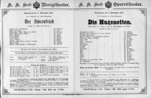 Theaterzettel (Oper und Burgtheater in Wien) 18890905 Seite: 1