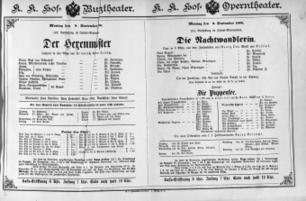 Theaterzettel (Oper und Burgtheater in Wien) 18890909 Seite: 1