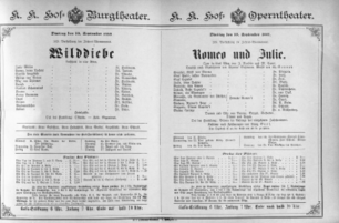 Theaterzettel (Oper und Burgtheater in Wien) 18890910 Seite: 1