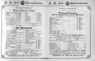 Theaterzettel (Oper und Burgtheater in Wien) 18890924 Seite: 1