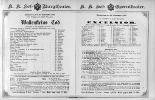 Theaterzettel (Oper und Burgtheater in Wien) 18890926 Seite: 1