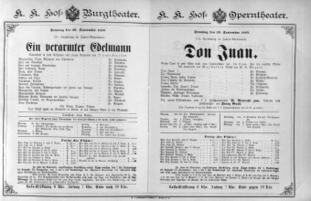 Theaterzettel (Oper und Burgtheater in Wien) 18890929 Seite: 1