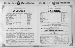 Theaterzettel (Oper und Burgtheater in Wien) 18891012 Seite: 1