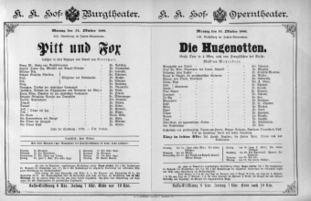 Theaterzettel (Oper und Burgtheater in Wien) 18891014 Seite: 1