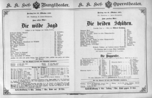 Theaterzettel (Oper und Burgtheater in Wien) 18891018 Seite: 1