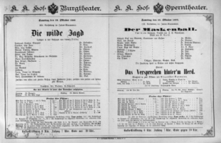 Theaterzettel (Oper und Burgtheater in Wien) 18891019 Seite: 1