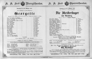 Theaterzettel (Oper und Burgtheater in Wien) 18891020 Seite: 1