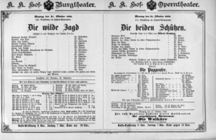 Theaterzettel (Oper und Burgtheater in Wien) 18891021 Seite: 1