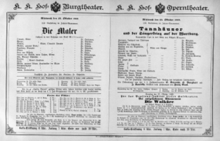 Theaterzettel (Oper und Burgtheater in Wien) 18891023 Seite: 1