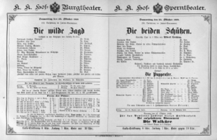Theaterzettel (Oper und Burgtheater in Wien) 18891024 Seite: 1