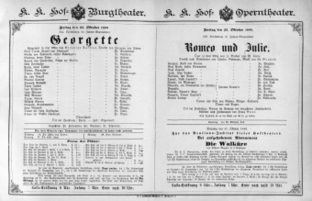 Theaterzettel (Oper und Burgtheater in Wien) 18891025 Seite: 1