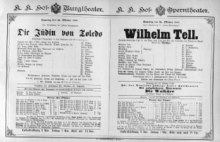 Theaterzettel (Oper und Burgtheater in Wien) 18891026 Seite: 1