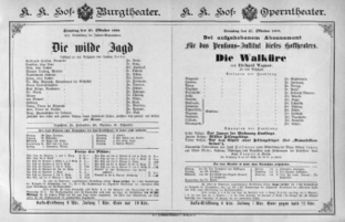 Theaterzettel (Oper und Burgtheater in Wien) 18891027 Seite: 1