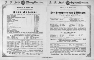 Theaterzettel (Oper und Burgtheater in Wien) 18891028 Seite: 1