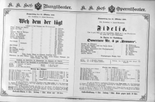 Theaterzettel (Oper und Burgtheater in Wien) 18891031 Seite: 1