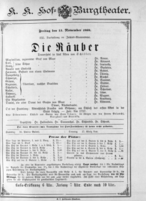 Theaterzettel (Oper und Burgtheater in Wien) 18891115 Seite: 1
