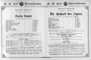 Theaterzettel (Oper und Burgtheater in Wien) 18891116 Seite: 1
