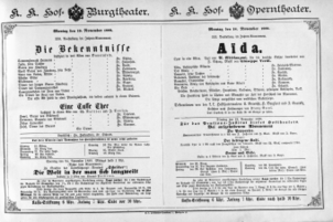 Theaterzettel (Oper und Burgtheater in Wien) 18891118 Seite: 1