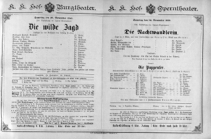 Theaterzettel (Oper und Burgtheater in Wien) 18891130 Seite: 1