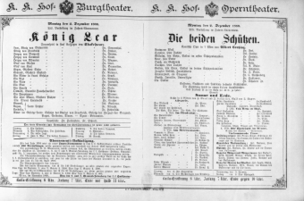 Theaterzettel (Oper und Burgtheater in Wien) 18891202 Seite: 1