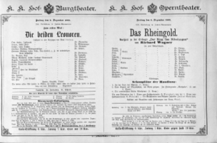 Theaterzettel (Oper und Burgtheater in Wien) 18891206 Seite: 1