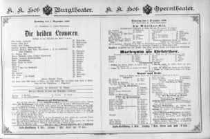 Theaterzettel (Oper und Burgtheater in Wien) 18891207 Seite: 1