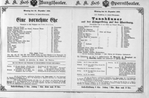 Theaterzettel (Oper und Burgtheater in Wien) 18891216 Seite: 1