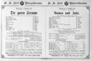 Theaterzettel (Oper und Burgtheater in Wien) 18891217 Seite: 1