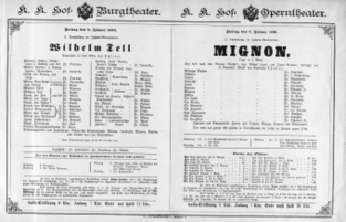 Theaterzettel (Oper und Burgtheater in Wien) 18900103 Seite: 1