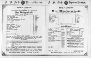 Theaterzettel (Oper und Burgtheater in Wien) 18900104 Seite: 1