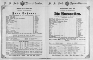 Theaterzettel (Oper und Burgtheater in Wien) 18900108 Seite: 1