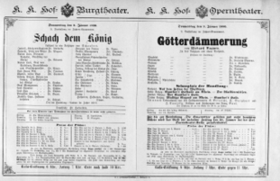 Theaterzettel (Oper und Burgtheater in Wien) 18900109 Seite: 1