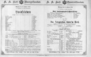 Theaterzettel (Oper und Burgtheater in Wien) 18900113 Seite: 1
