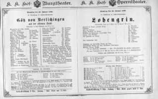 Theaterzettel (Oper und Burgtheater in Wien) 18900119 Seite: 1