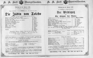 Theaterzettel (Oper und Burgtheater in Wien) 18900121 Seite: 1