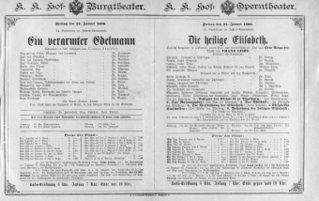 Theaterzettel (Oper und Burgtheater in Wien) 18900124 Seite: 1