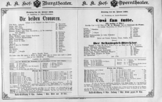 Theaterzettel (Oper und Burgtheater in Wien) 18900126 Seite: 1