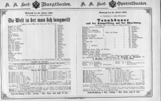 Theaterzettel (Oper und Burgtheater in Wien) 18900129 Seite: 1