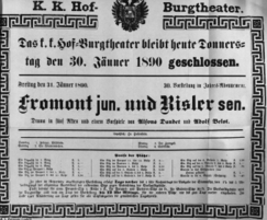Theaterzettel (Oper und Burgtheater in Wien) 18900130 Seite: 1