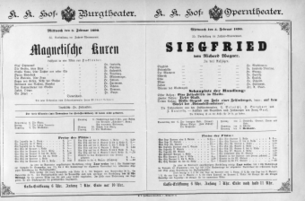 Theaterzettel (Oper und Burgtheater in Wien) 18900205 Seite: 1